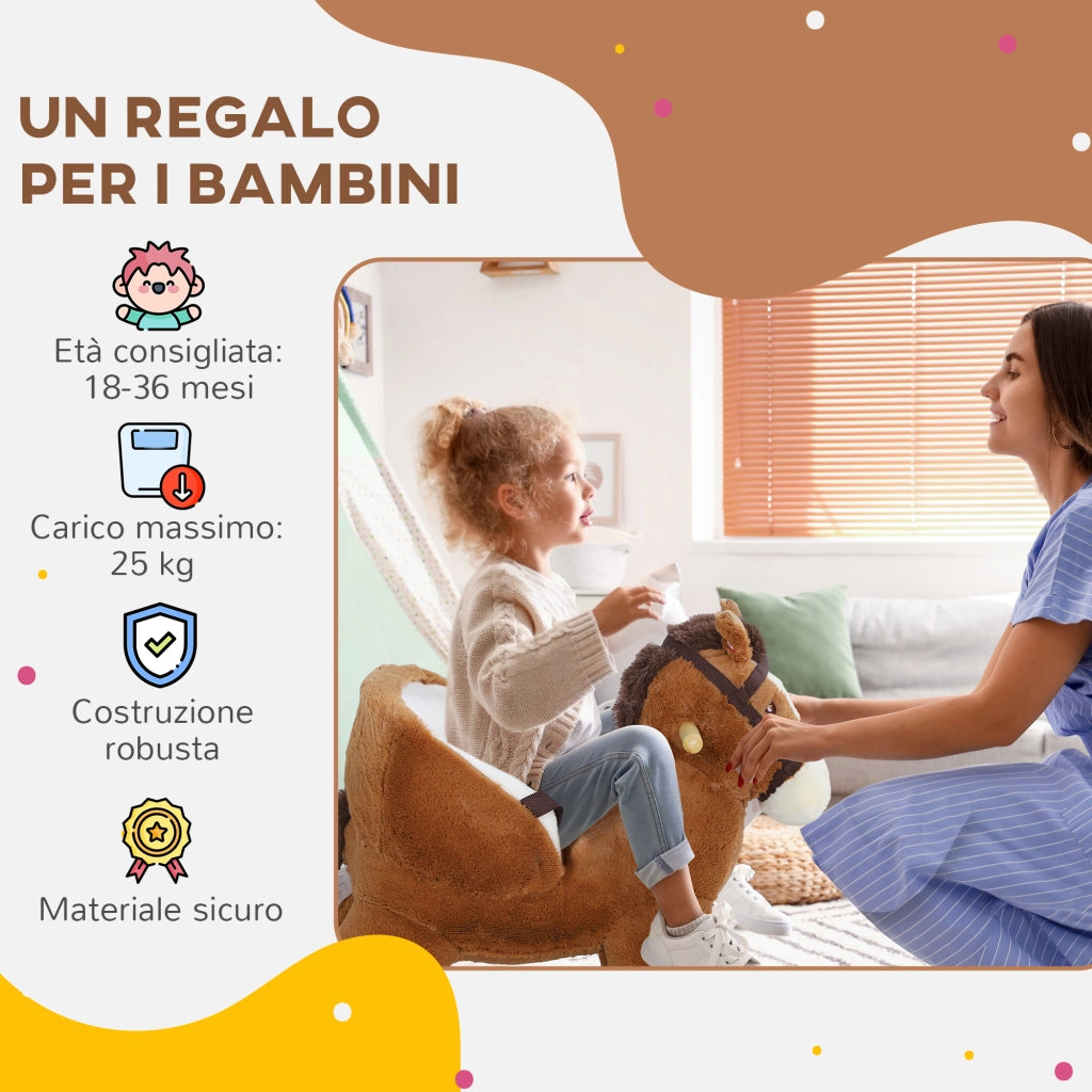 Cavallo a Dondolo Bambini Legno con Sicurezza ¨C zephmum ¨C Marrone