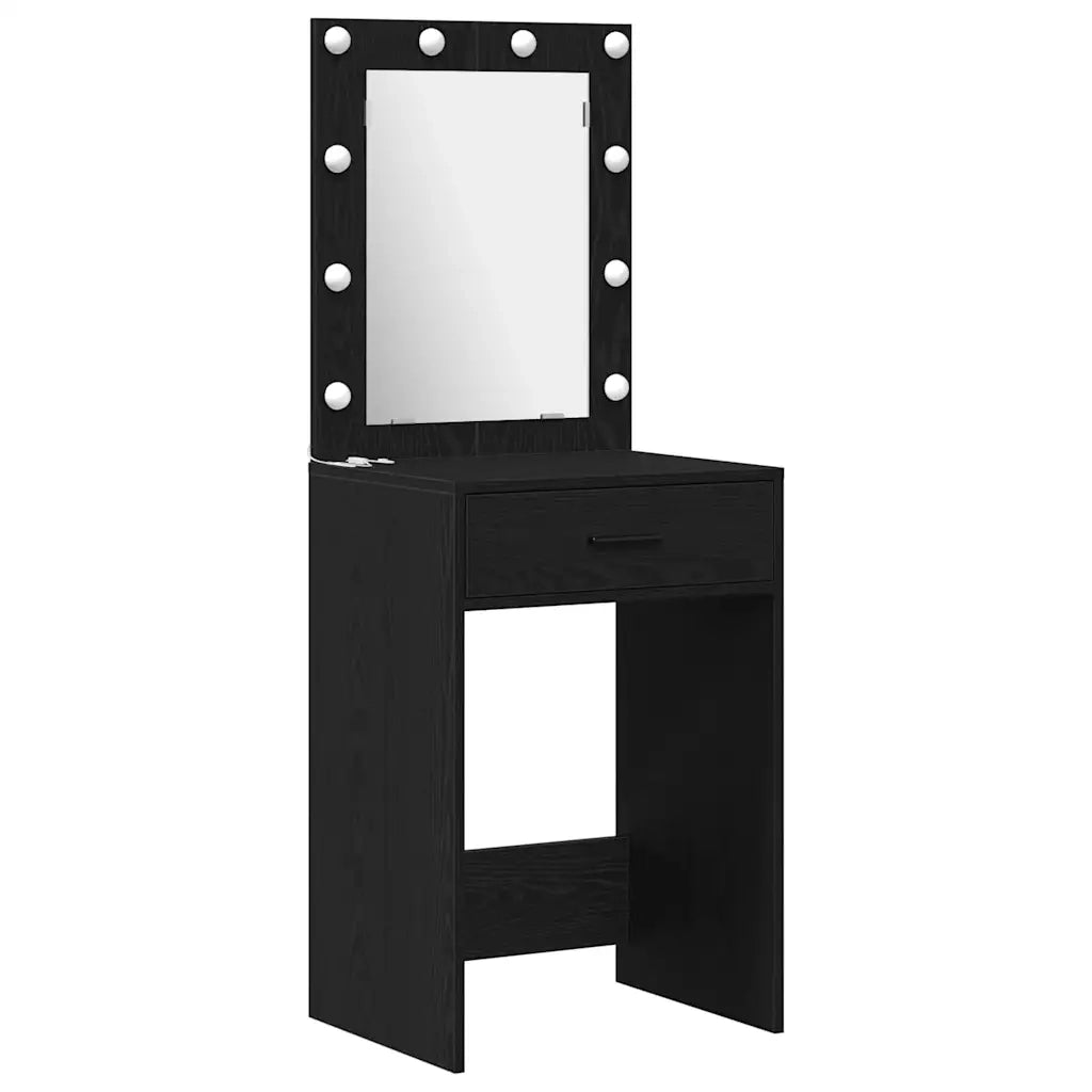 Set da tavolo da trucco con LED con cassetto 2 pcs Rovere Nero 3334273