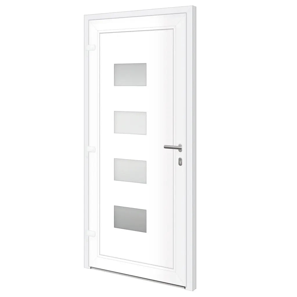 Porta Ingresso Bianca 100x210 cm in Alluminio e PVC