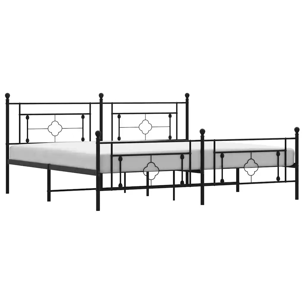 Giroletto con Testiera e Pediera Metallo Nero 193x203 cm 374363