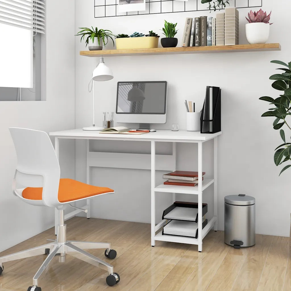 Scrivania | Tavolo da Ufficio per Computer Bianca 105x50x72 cm in MDF e Metallo