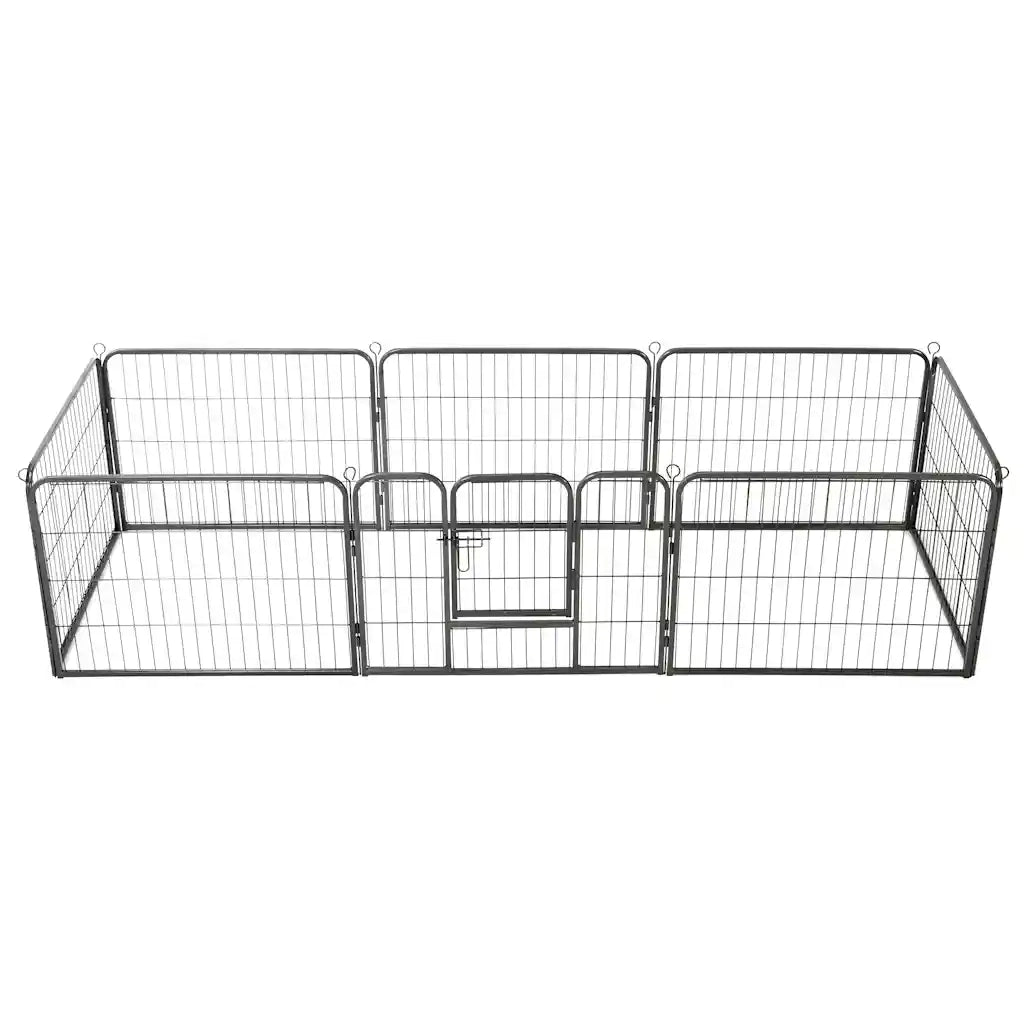 Box per Cani con 8 Pannelli in Acciaio 60x80 cm Nero 170572