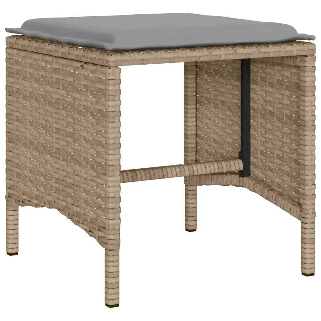 Set Divano da Giardino 6 pz con Cuscini Beige in Polyrattan