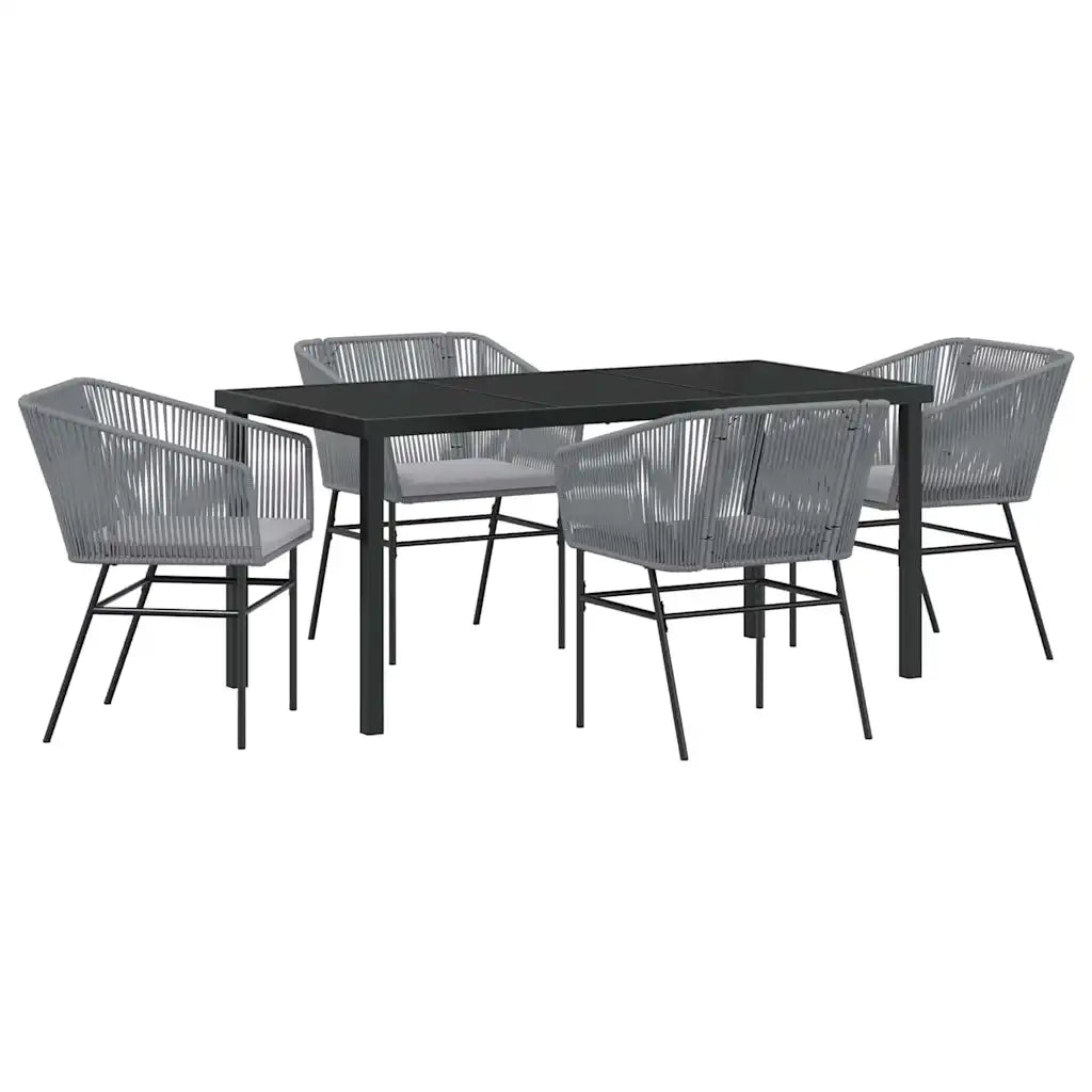Set da Pranzo per Giardino con cuscino 5 pcs Grigio