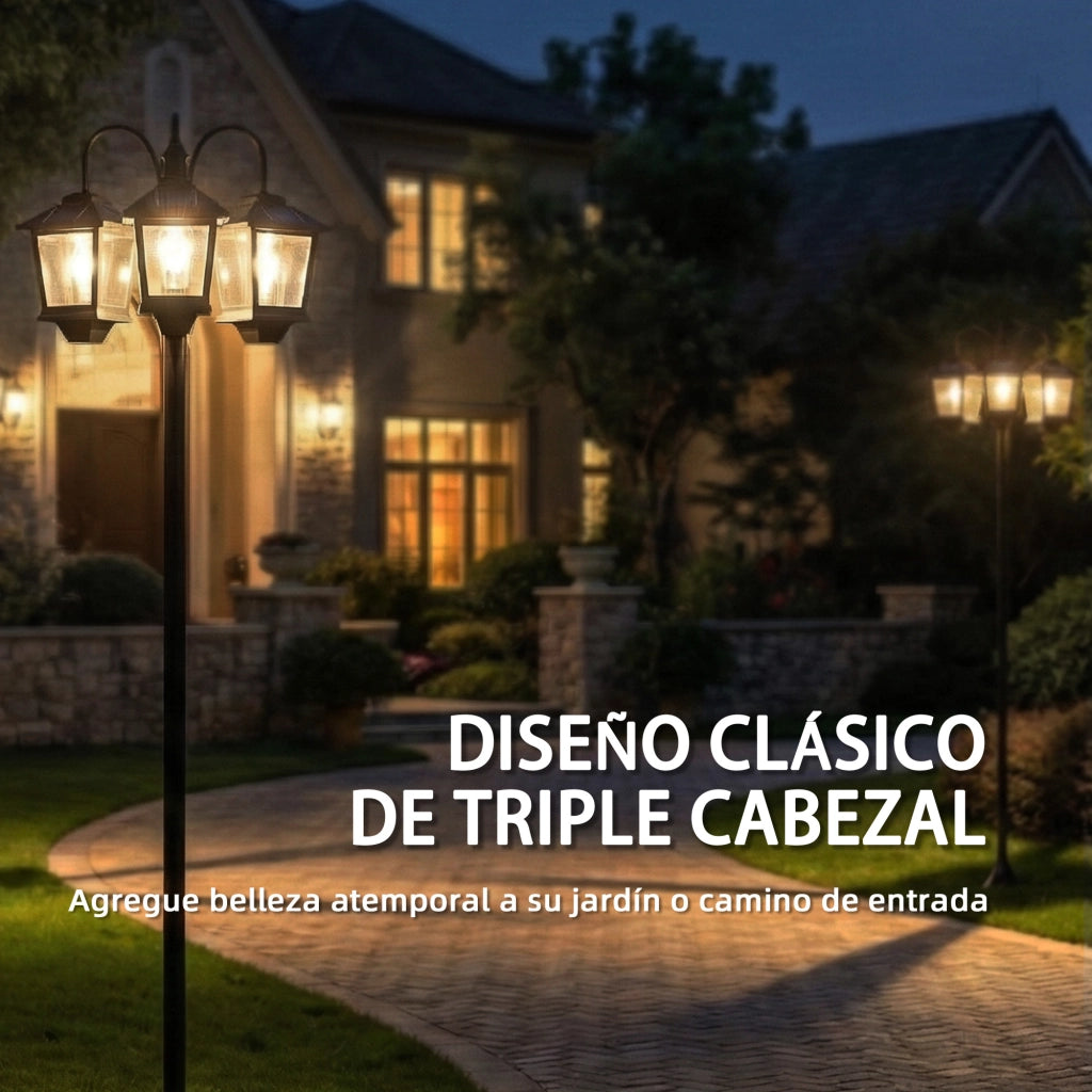 Lampada Solare da Esterno con 3 Luci ¨C Minimal ¨C Nero 40x34.5x188 cm