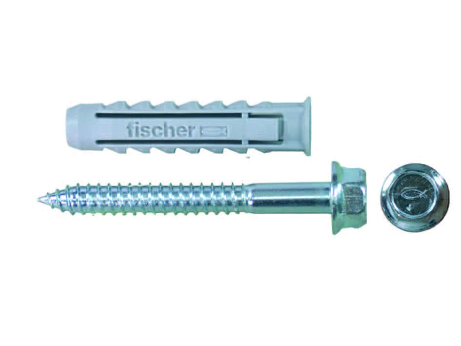 TASSELLO IN NYLON CON VITE MORDENTE SX-BM- - SX10 BM  ø mm.10x50 vite mm.7x65 - 100 pezzi FISCHER