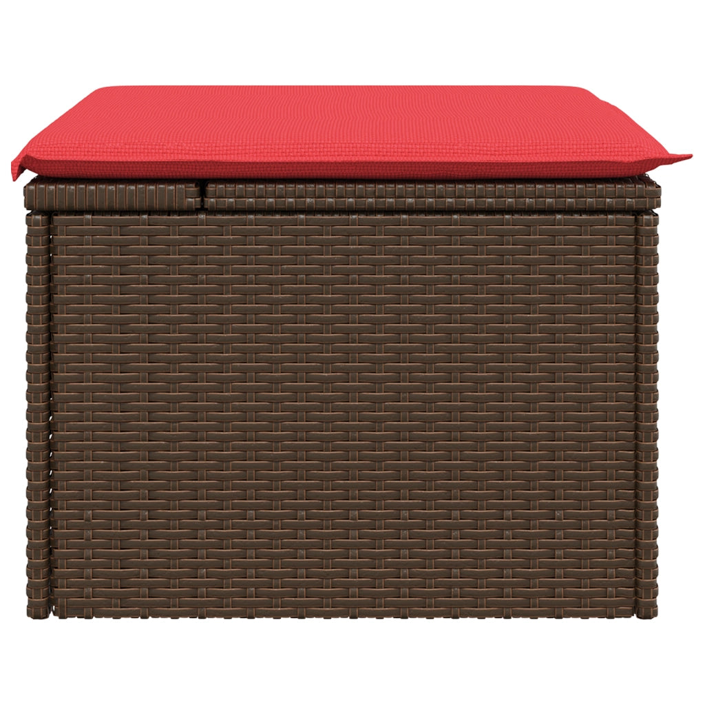 Sgabello da giardino con cuscino marrone 55x55x37 cm in polyrattan 366231