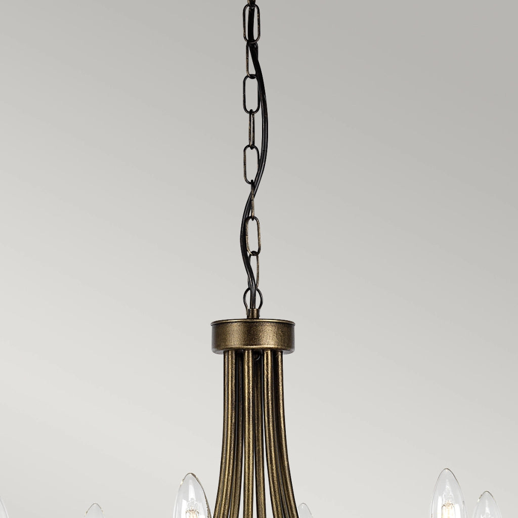 Lampadario a candelabro Olivia nero oro 8xE14 60W Elstead