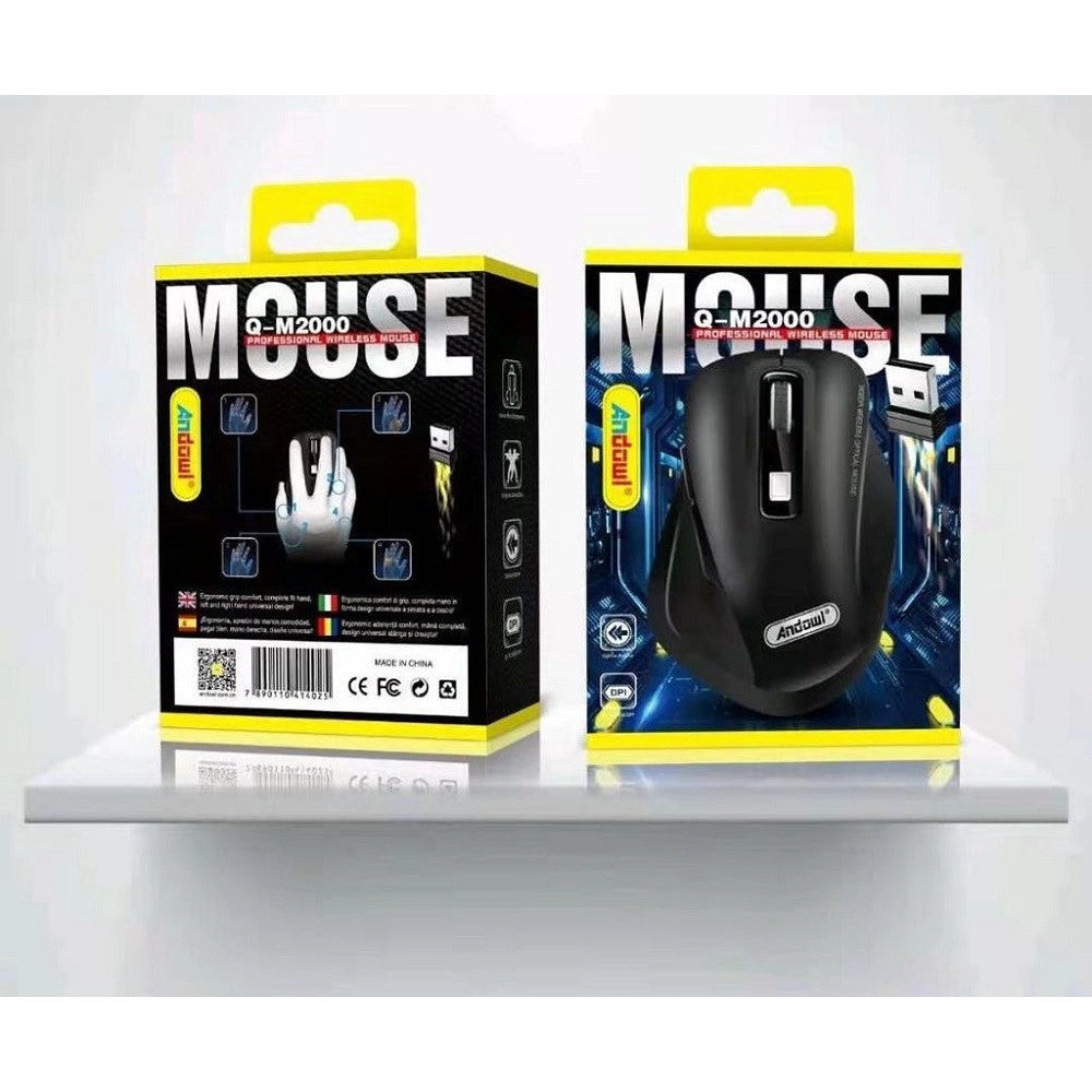 Trade Shop - Mouse Wireless Ottico Professionale Ergonomico 2400dpi Dongle Usb Per Pc Q-m2000 -