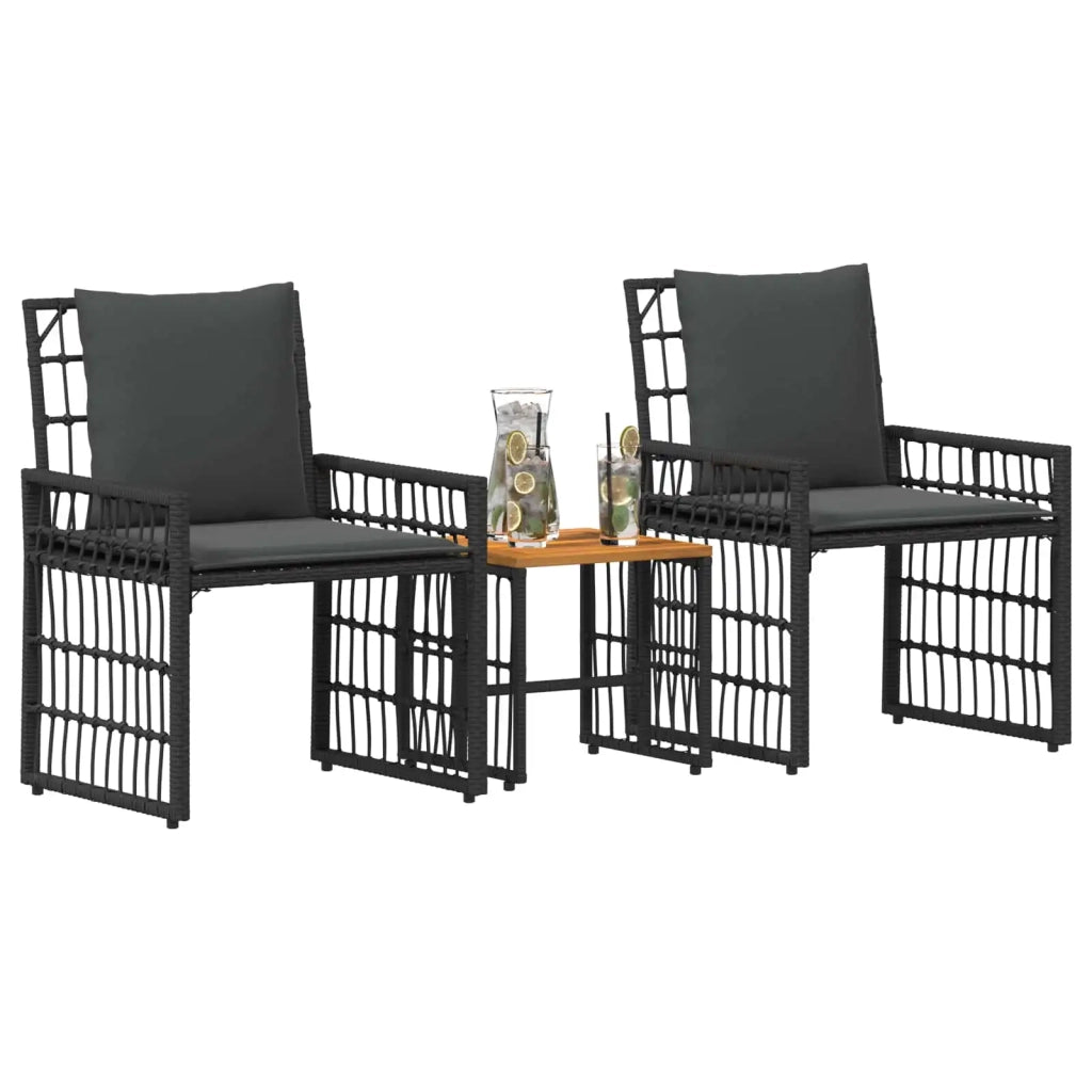 Set di Mobili da Esterno 3 pcs Nero e Grigio scuro 42025139
