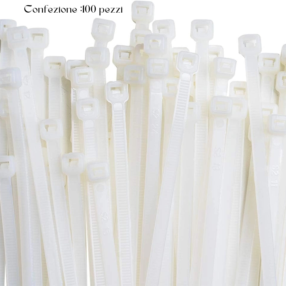 Raytech fascette per cablaggio in nylon autoestinguente confezione da 100 pezzi *** colore bianco, dimensioni 4,8 x 2...