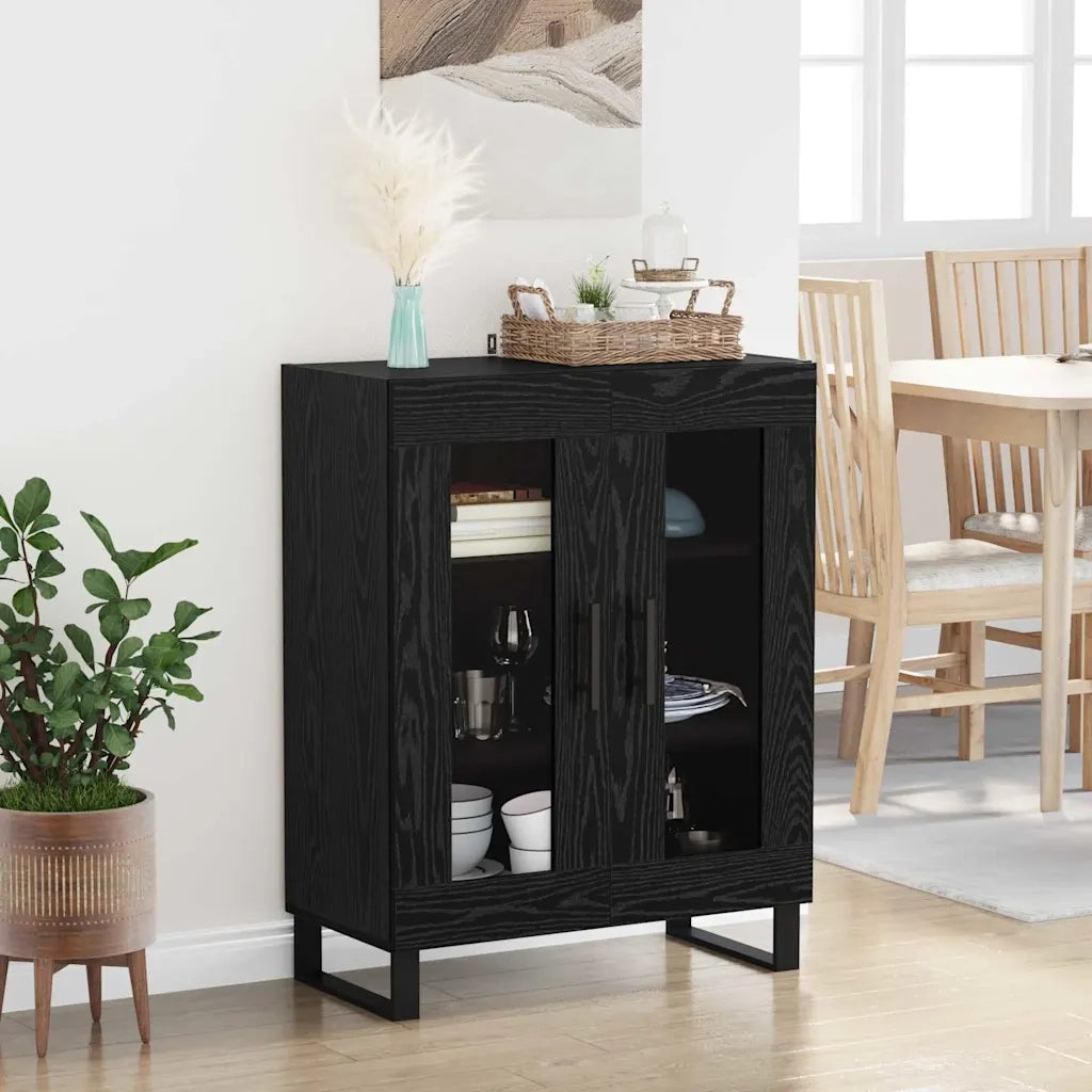 Credenza Rovere Nero 69,5 x 34 x 90 cm Legno multistrato 887209