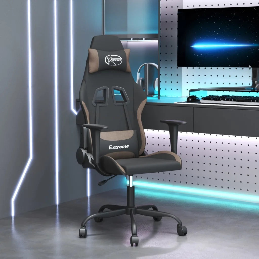 Sedia da Gaming Nero e Tortora in Tessuto 345471