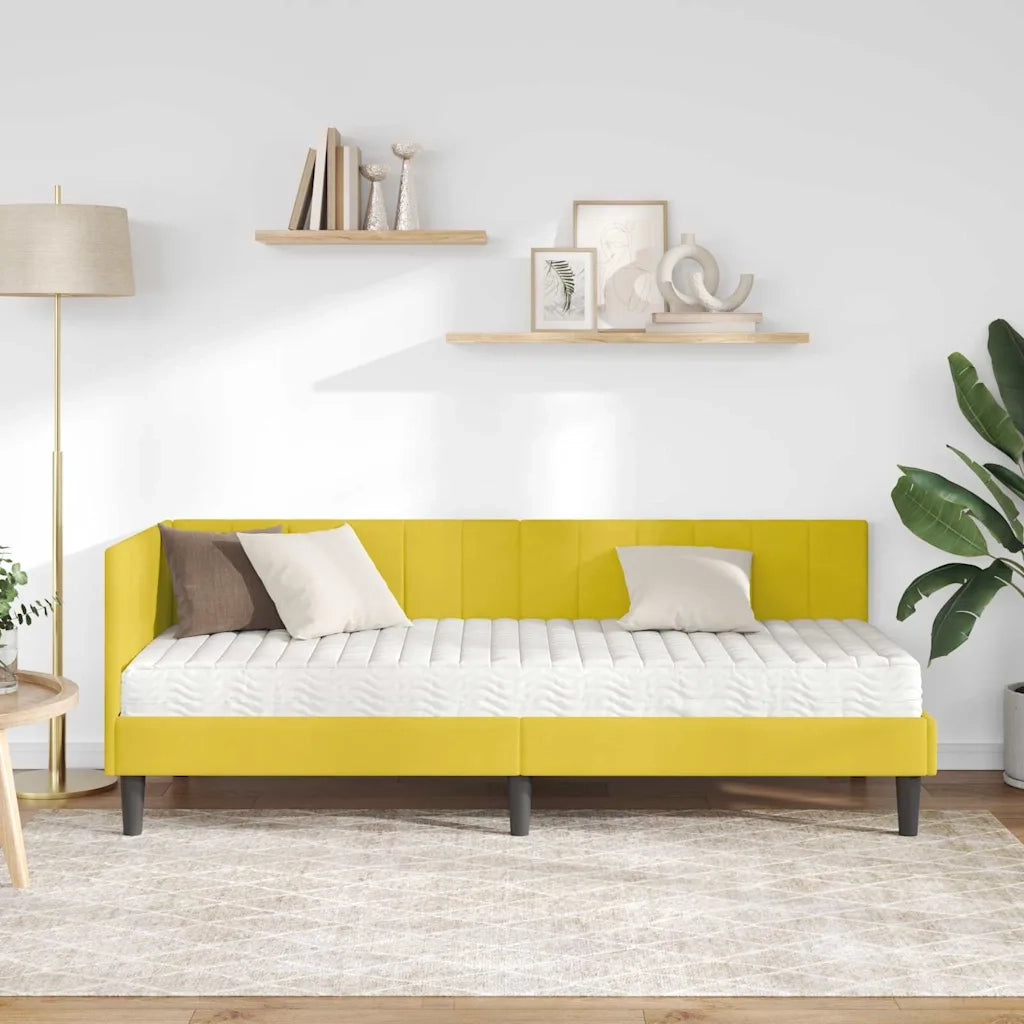 Struttura Letto Angolare con Materasso 2 pcs Giallo Velluto 3393884