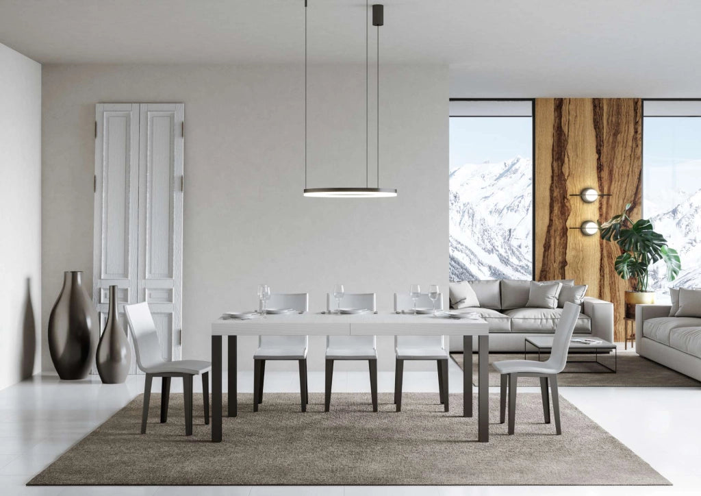Tavolo allungabile 90x180/440 cm EveryX Premium bianco frassino telaio Antracite