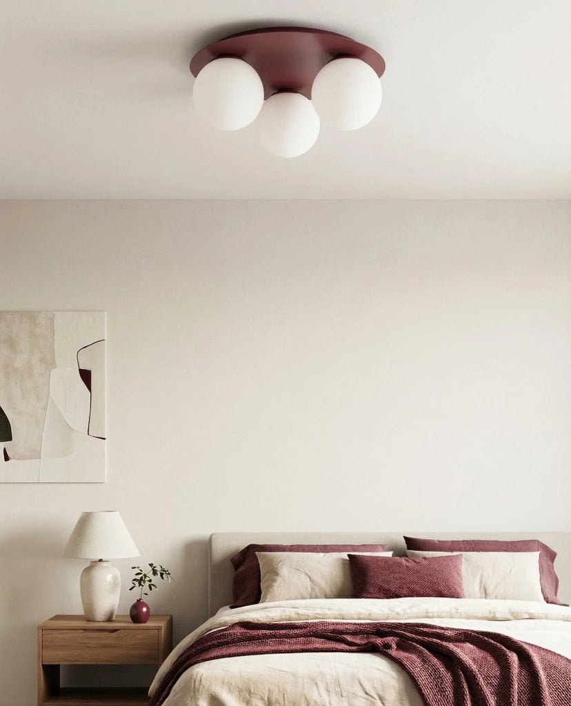 Lampada da soffitto SOLAR 3 sfere vetro bordeaux E14 Emibig