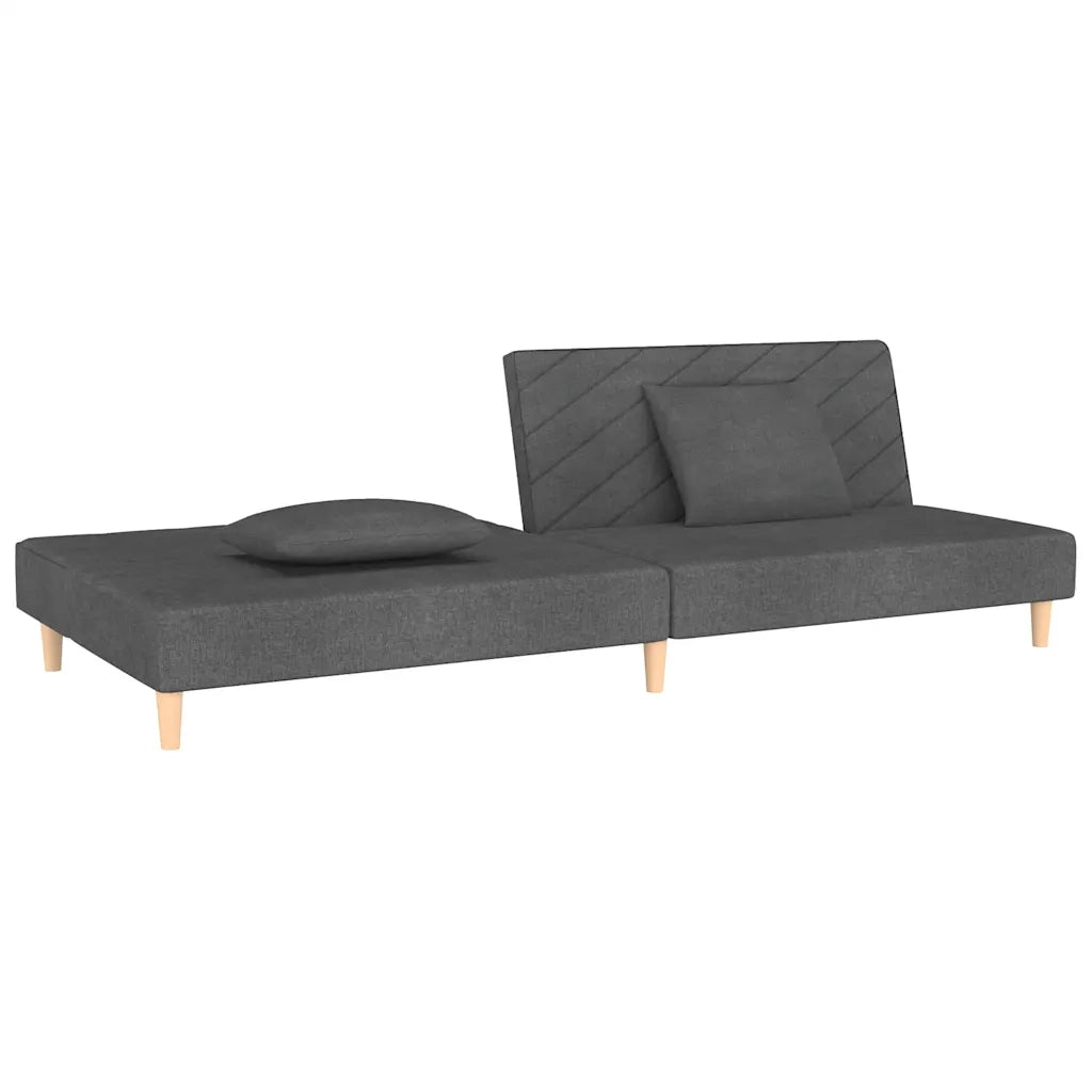 Divano letto | Sof¨¤ letto | Letto singolo a 2 Posti con 2 Cuscini Grigio Scuro in Tessuto