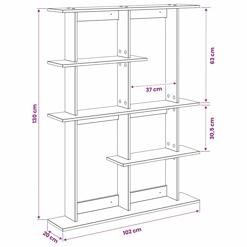 Scaffale da parete Rovere Nero 102 x 20 x 130 cm 8012053