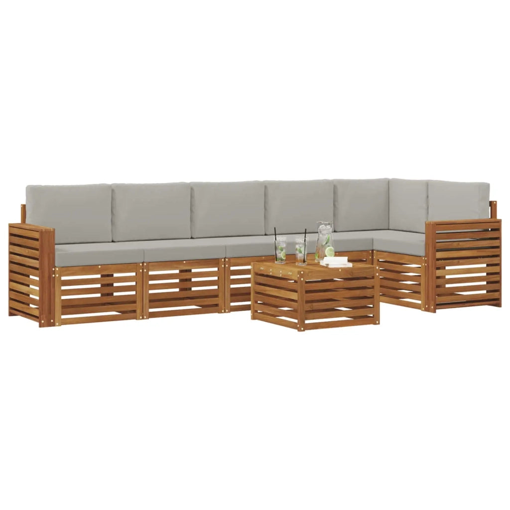 Set divano sezionale con cuscino 7 pcs Grigio Naturale e Chiaro 3374936
