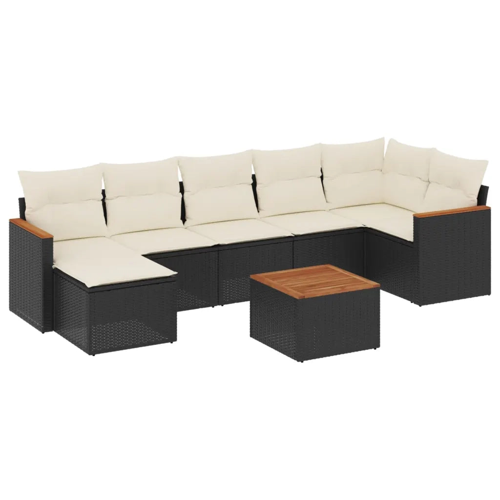 Set Divani da Giardino con Cuscini 8 pz Nero in Polyrattan