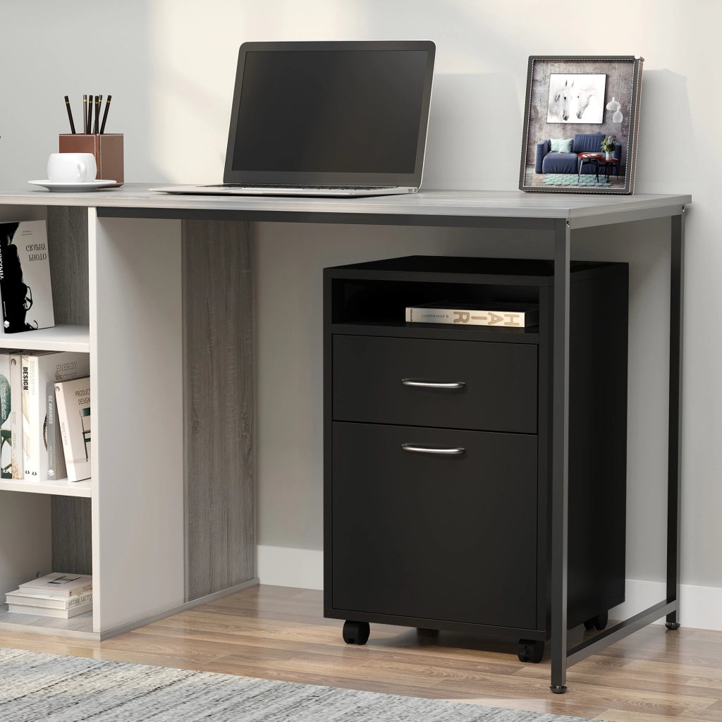 Scrivania con cassettiera ¨C Minimal ¨C Nero, Multistrato, 120x60x75 cm