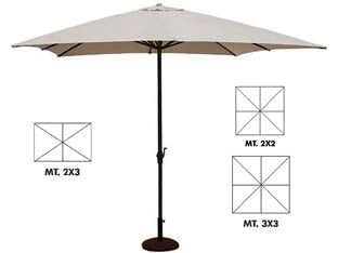 OMBRELLONE IN METALLO CON MANOVELLA  cm.200x300 palo ø mm.38 a 6 stecche    VETTE