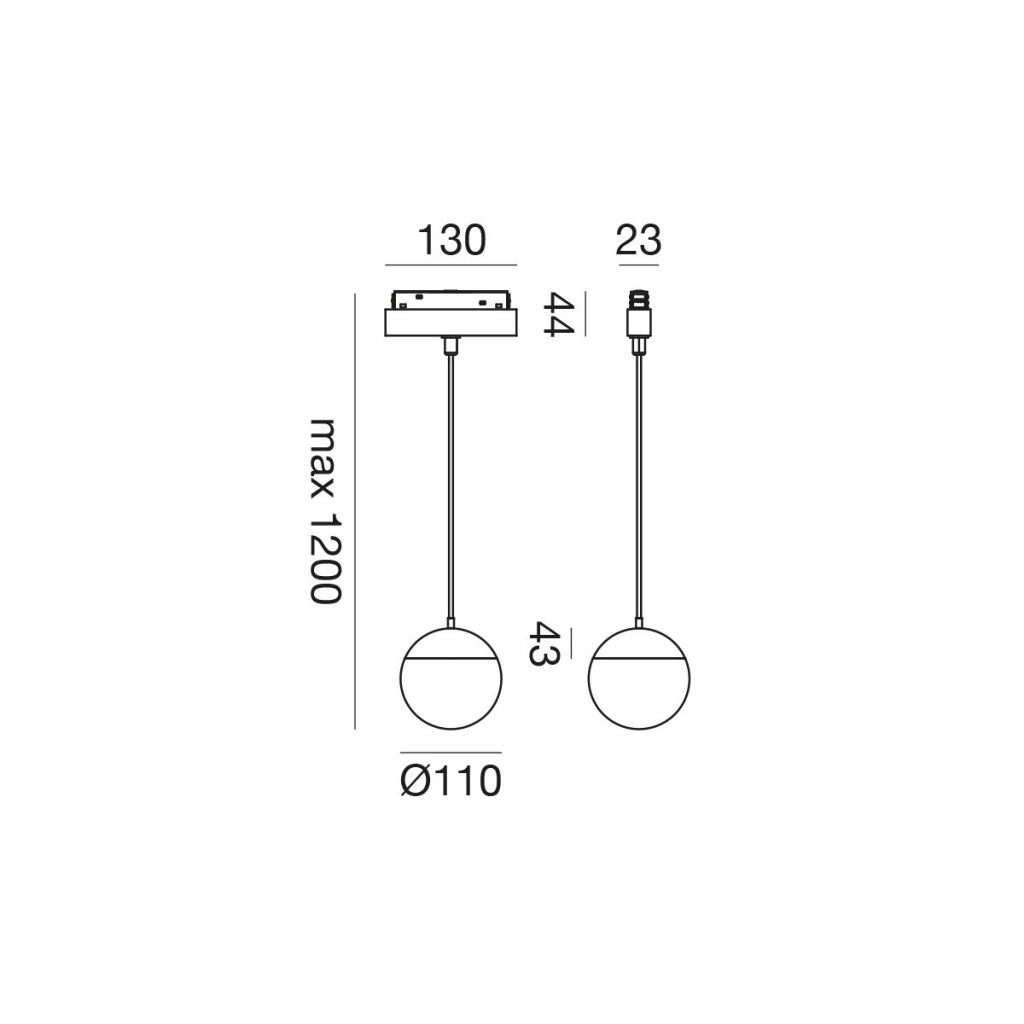 Modulo LED Dimmerabile a Sospensione GFA1941ND 48V 8W 4000K Binario Magnetico Nero Opaco - Gealuce Illuminazione Interni Alta Efficienza