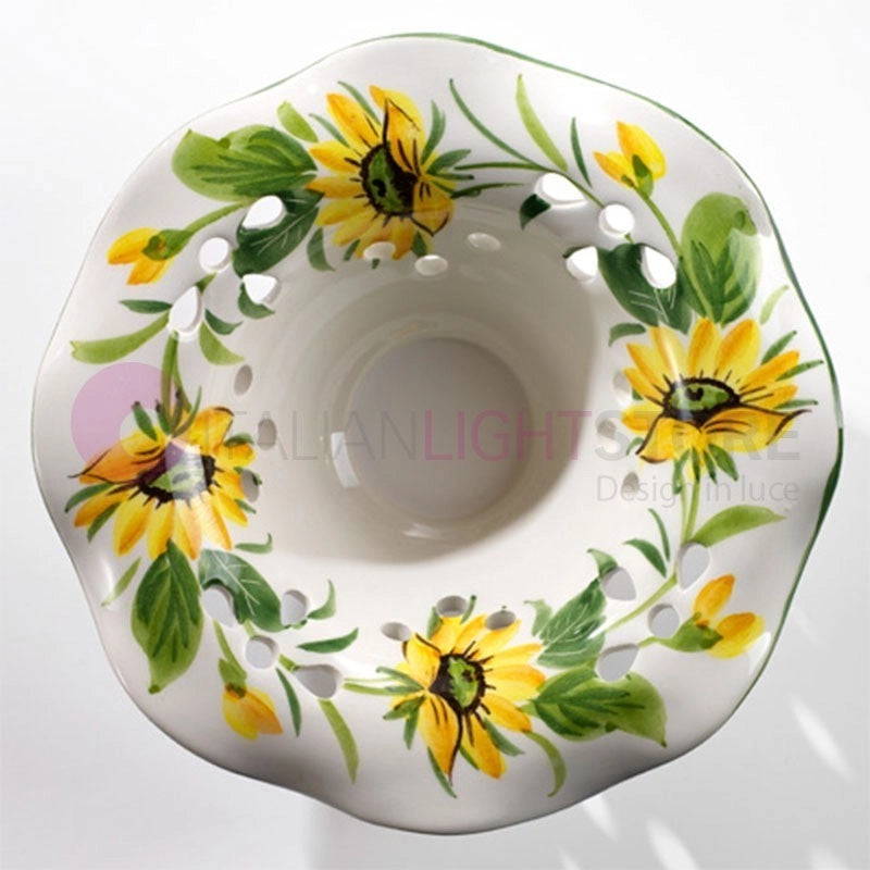 GIRASOLE Applique Doppia Luce in Ferro Battuto e Ceramica
