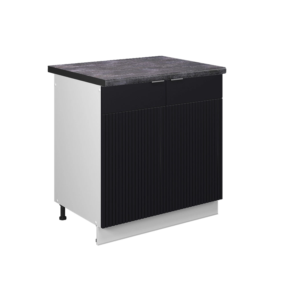 Mobile lavello cucina Fame-Line Nero rigato/Bianco 80 cm, PL Antracite Vicco