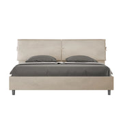 BS COM Letto matrimoniale king size con rete imbottito 180x200 microfibra sabbia