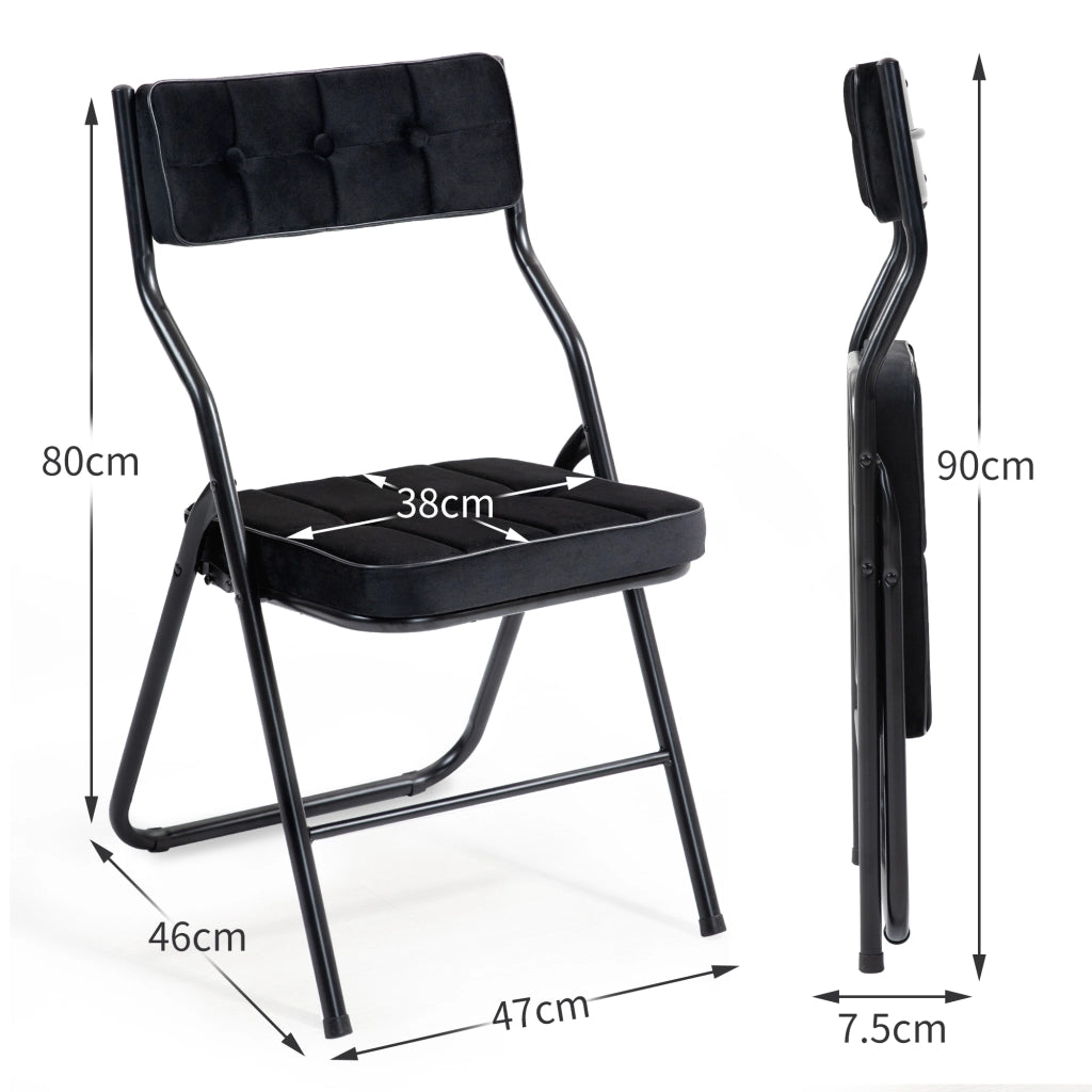 Sedie Pieghevoli con Cuscino Set 2 Pezzi ¨C Xylo ¨C Nero