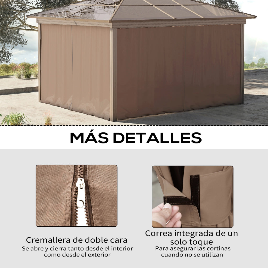 Pareti Laterali per Gazebo 3x2m ¨C Xylo ¨C Set 4 Pezzi Marrone Giardino Esterno