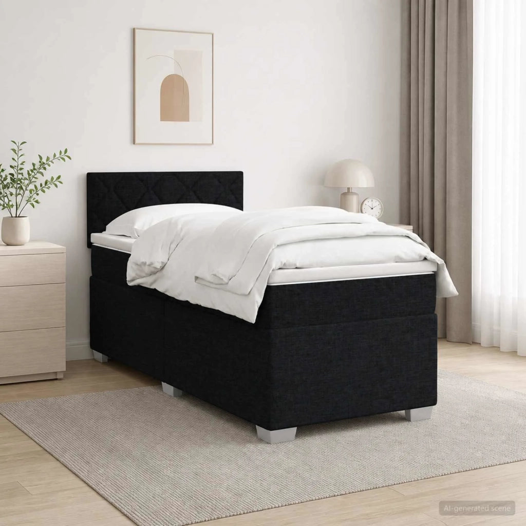 Letto con Box Spring, Materasso e LED Nero 90 x 200 cm Tessuto 3451863