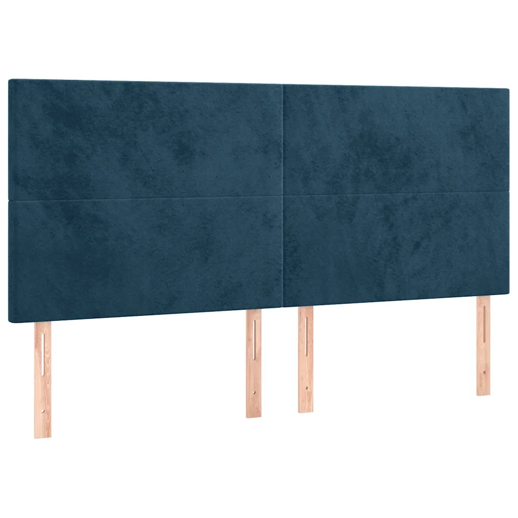 Giroletto a Molle con Materasso Blu Scuro 160x200 cm in Velluto