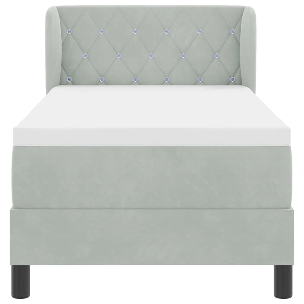 Letto a molle con testiera Grigio chiaro 80 x 200 cm Velluto 3340304