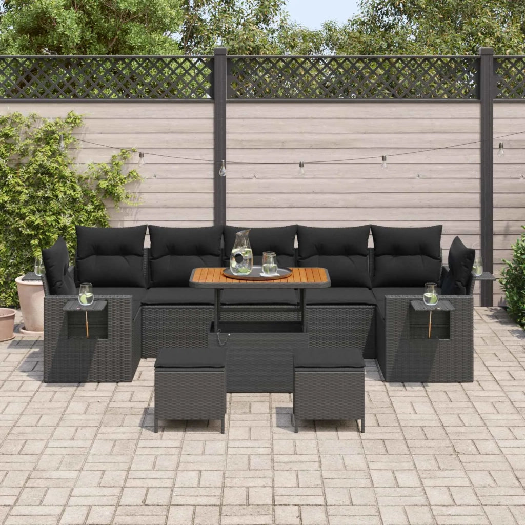Set Divano da Giardino 10 pcs Nero polyrattan 3361729