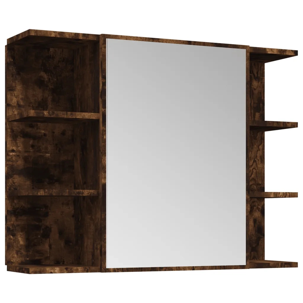 Set Mobili da Bagno | Armadio da bagno 4 pz Rovere Fumo in Legno Multistrato