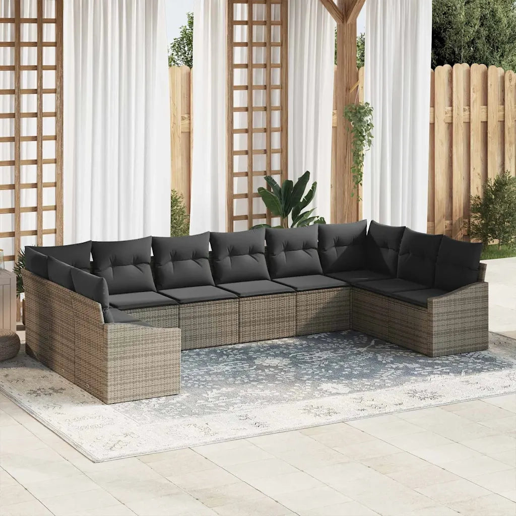 Set di divani con cuscino 10 pcs Grigio polyrattan 3346899