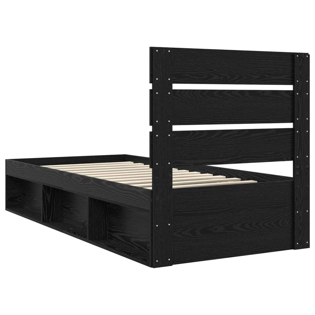 Letto singolo | Letto per adulti | Struttura del letto Nero 100 x 200 cm Pino massello