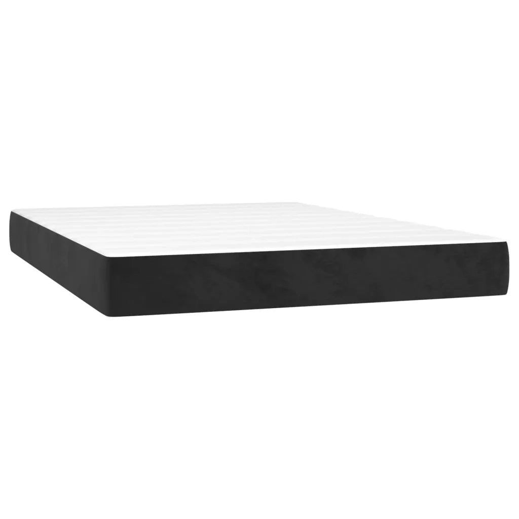 Letto a Molle con Materasso e LED Nero 140x190 cm in Velluto 3139621