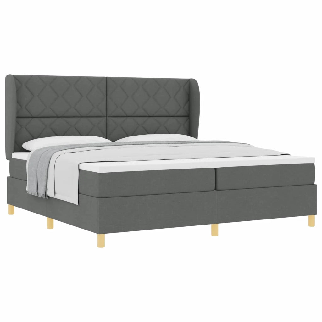 Letto a molle con materasso Grigio scuro 200 x 200 cm Tessuto 3340838