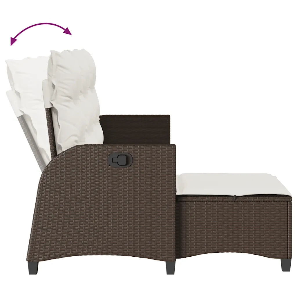 Divano Reclinabile Giardino con Cuscini a L-Sofa da Giardino-Divano da esterno Marrone Polyrattan