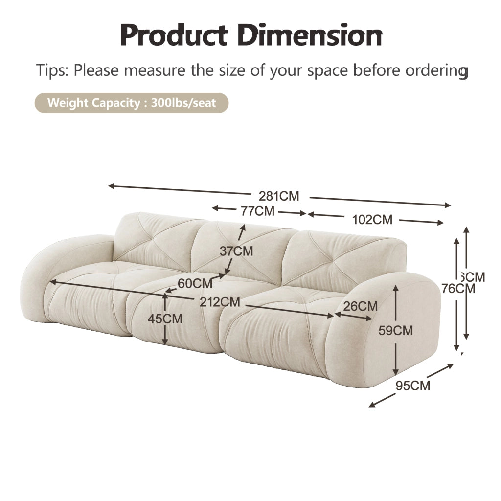 Sof¨¤ modulare senza cornice extra grande - Zephmum- 3 posti tessuto Chenille antiscivolo