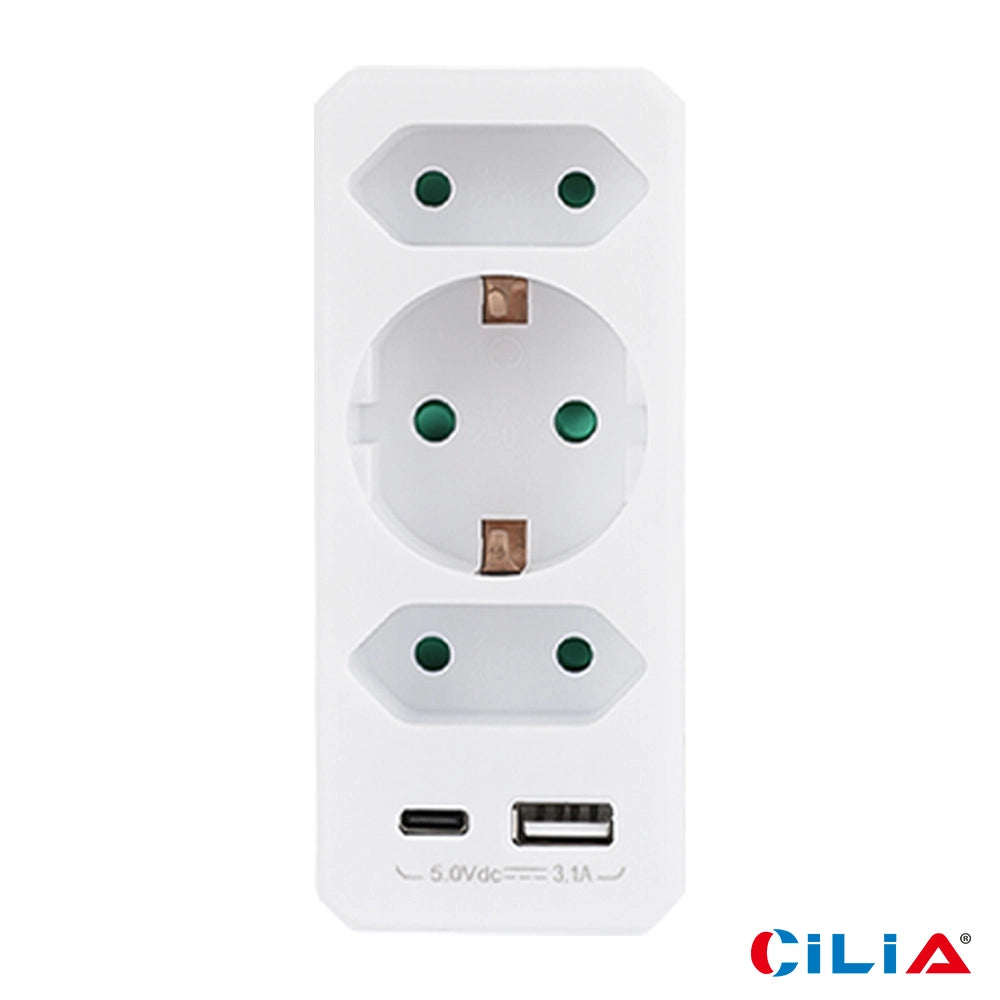 Presa Elettrica 5-in-1 con 3 Prese e USB ¨C Xylo ¨C Bianco