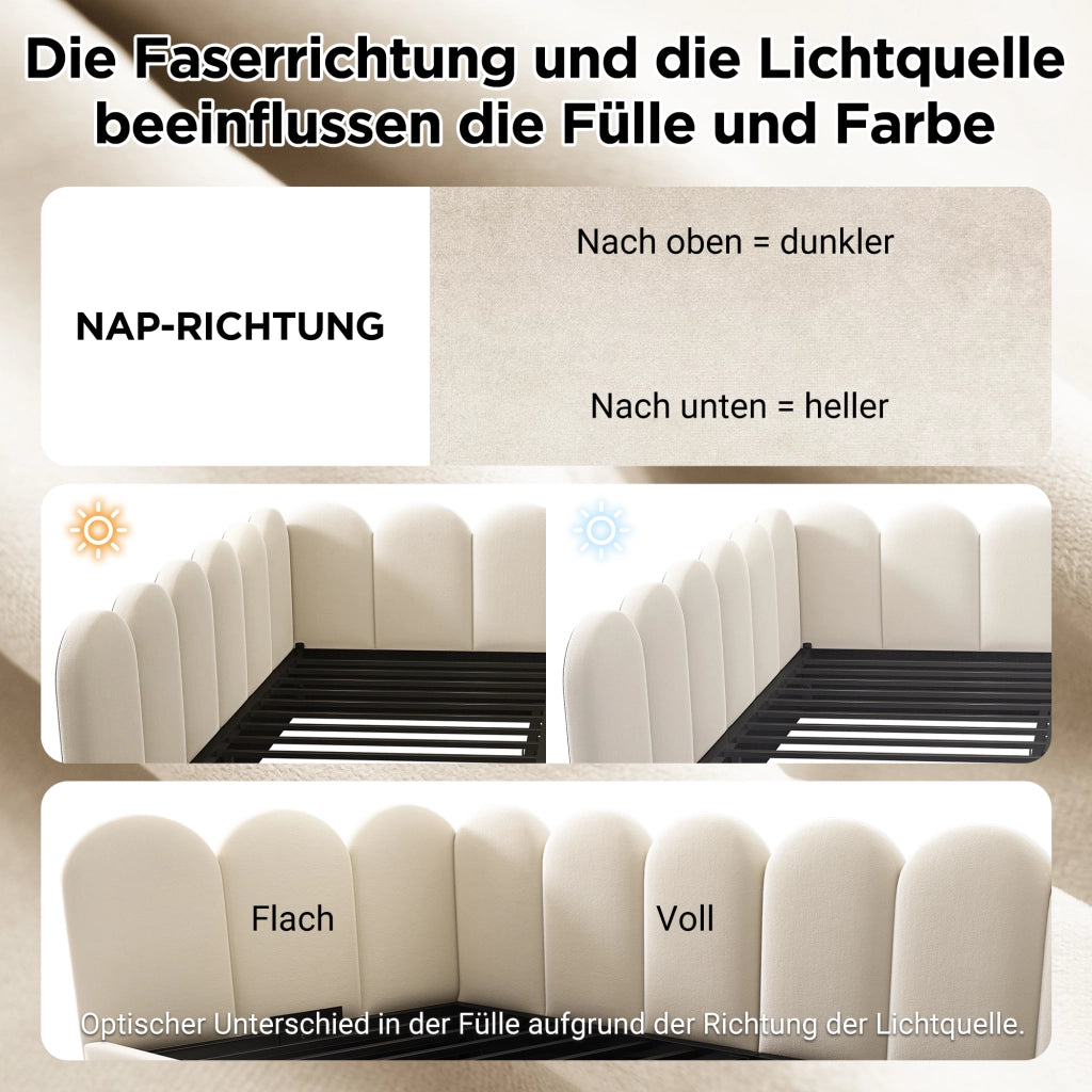 LETTO Contenitore 90x200 cm Velluto Beige con rete a sollevamento idraulica