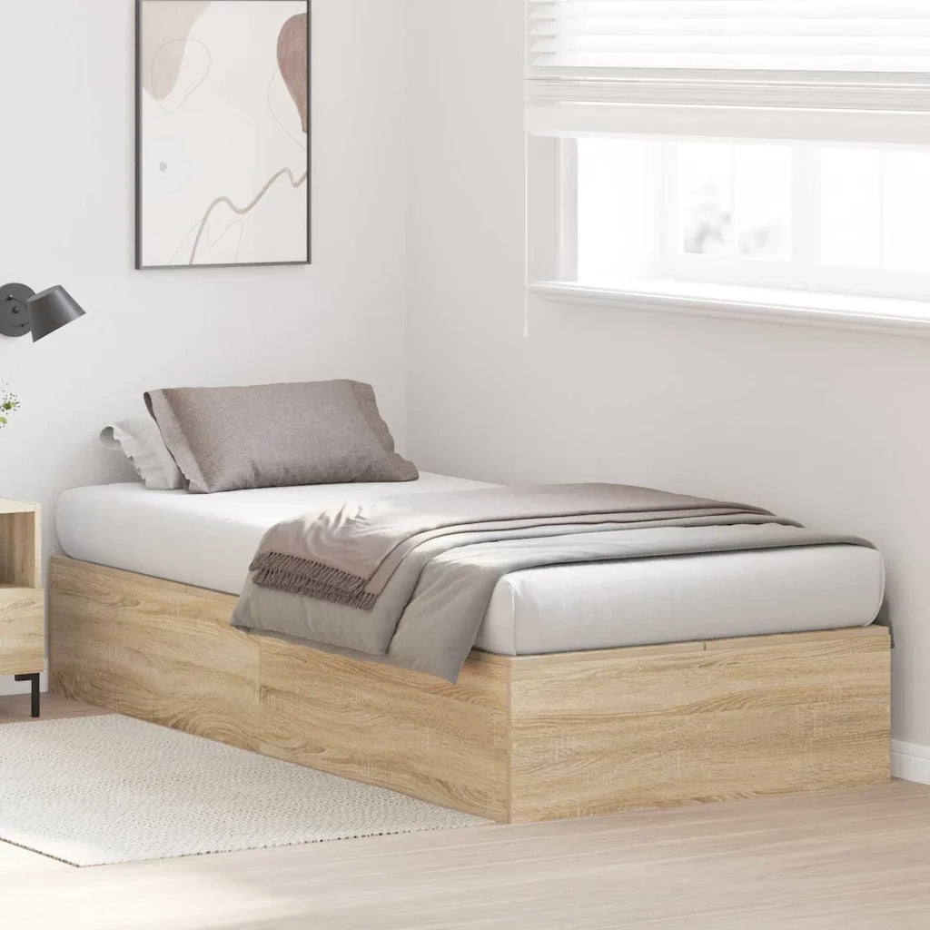 Struttura letto con contenitore-Giroletto con contenitore Rovere Sonoma 90 x 200 cm