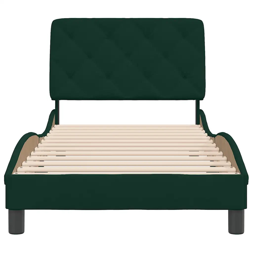 Giroletto senza Materasso-Struttura Letto Verde Scuro 90x200 cm in Velluto 178580