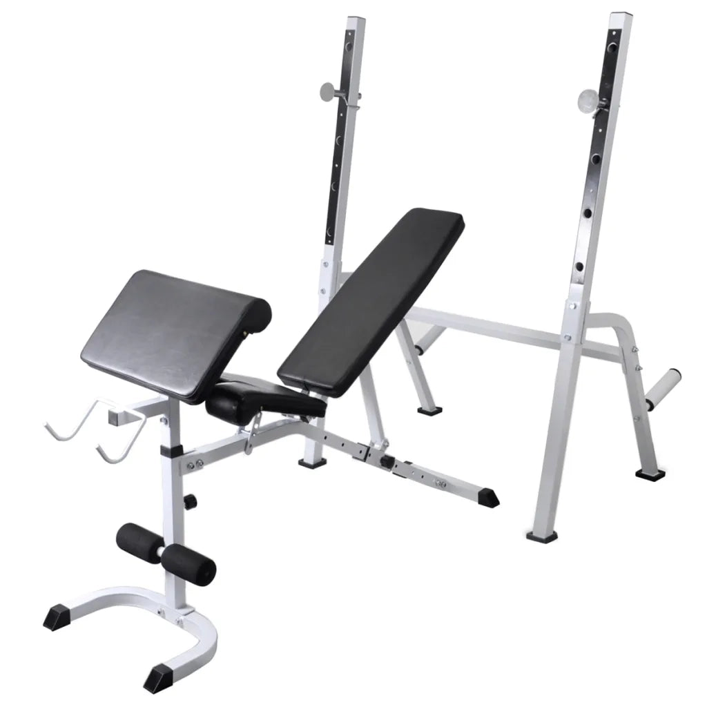 Panca-Sgabello Multifunzione con Bilanciere e Set di Manubri 60,5 kg 611716