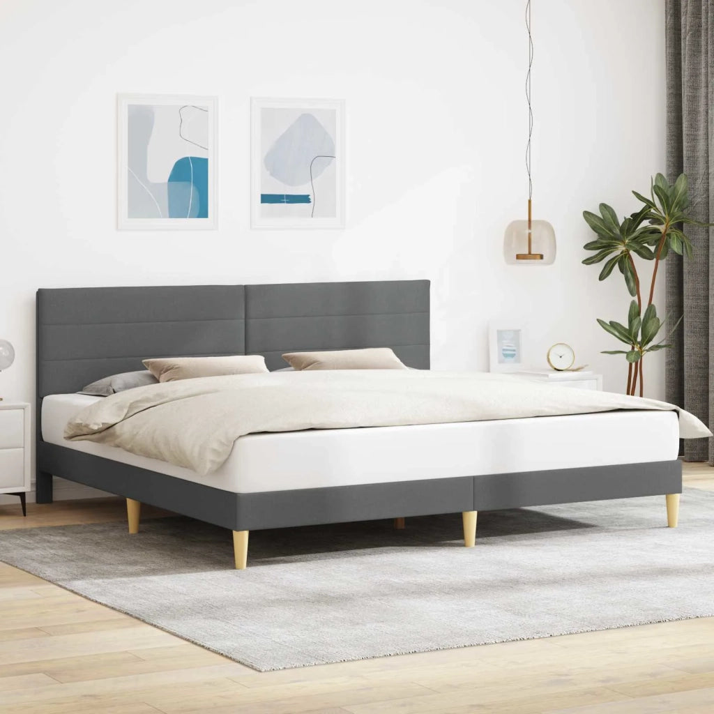Letto matrimoniale | Letto per adulti | Struttura del letto Grigio Scuro 200 x 200 cm Tessuto