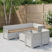 Divano 7 Posti da Giardino con Cuscini Aspetto Rattan PP Bianco 3444152